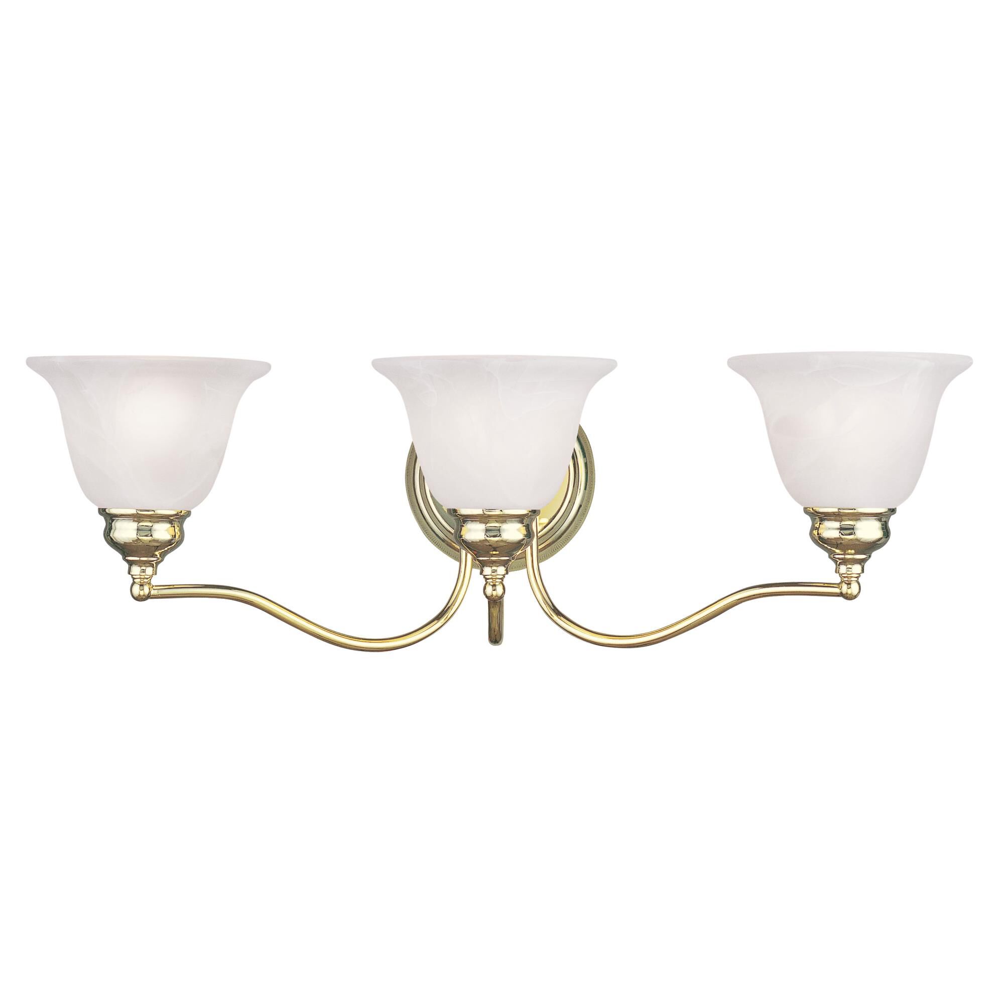 Shown in Polished Brass finish and White Alabaster glass